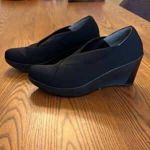 Naot Adele Shoes Black Stretch Wedge